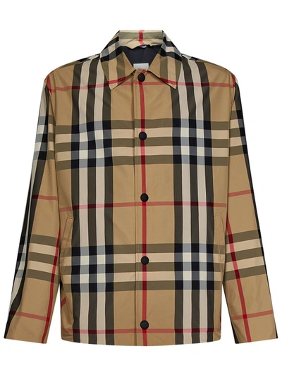 Shop Burberry Check Motif Jacket In Brown