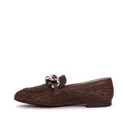 Shop Casadei Brown Braided Leather Loafer