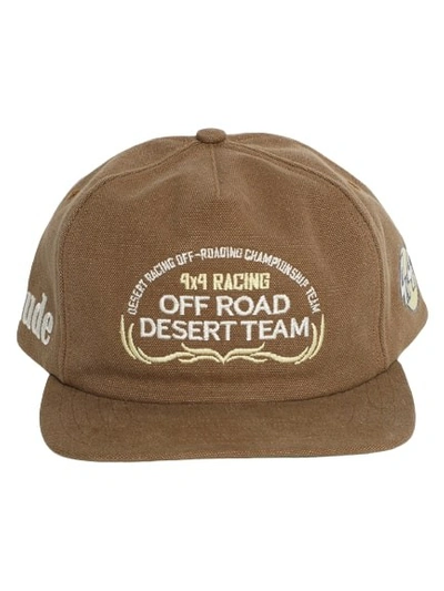 Shop Rhude Desert Team Washed Canvas Hat In Brown