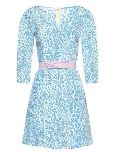 Shop Stella Mccartney Animalier Mini Dress In Blue