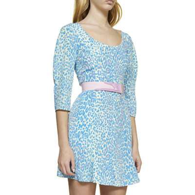 Shop Stella Mccartney Animalier Mini Dress In Blue