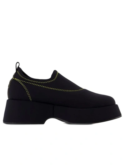 Shop Ganni Retro Flatform Loafers - Synthetic - Black