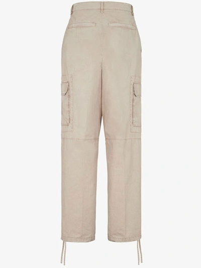 Shop Fendi Beige Cotton Trousers In Neutrals