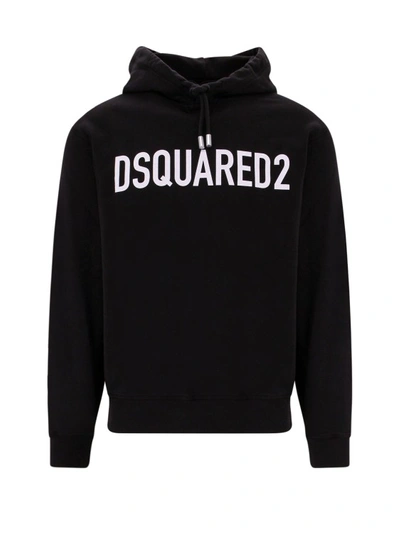 Shop Dsquared2 Cotton Sweatshirt With Frontal Logo Print In Black