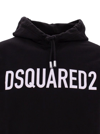 Shop Dsquared2 Cotton Sweatshirt With Frontal Logo Print In Black