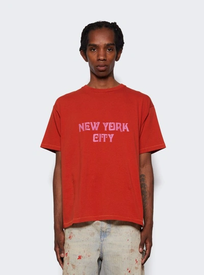 Shop Bode Flocked Nouveau T-shirt In Red