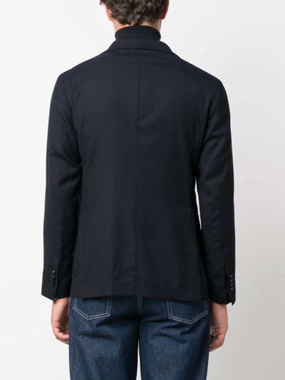 Shop Tagliatore Blue Single-breasted Blazer Jacket