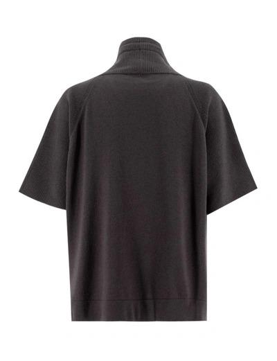 FABIANA FILIPPI FABIANA FILIPPI GREY SHORT SLEEVE TURTLENECK CAPE 