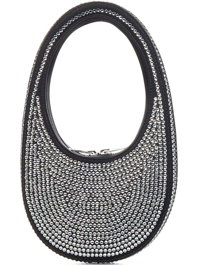 Shop Coperni Mini Black Crystal-embellished Oval Bag