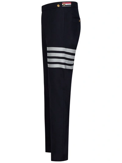Shop Thom Browne Blue Trousers With Stripe Details