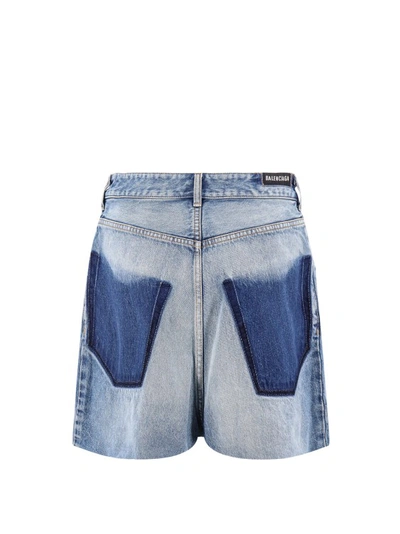 Shop Balenciaga Cut-up Patched Pocket Skirt In Blue