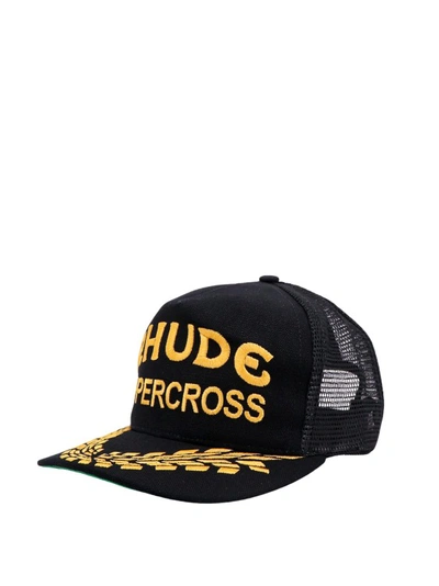 Shop Rhude Cotton Hat With Logo In Black