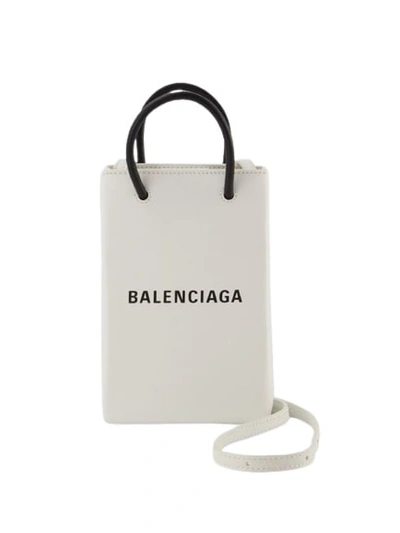 Shop Balenciaga Phone Holder - Leather - White