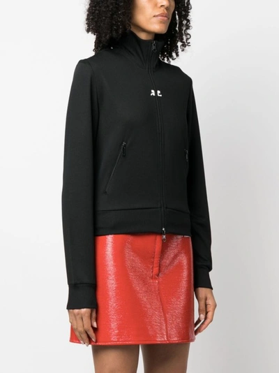 Shop Courrèges Black Zip-up Sweatshirt