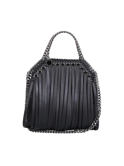 Shop Stella Mccartney Tiny Falabella Embellished With All-over Fringes Handbag In Black