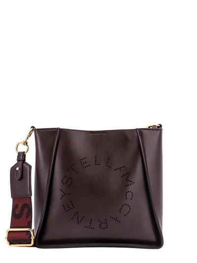 Shop Stella Mccartney Brown Logo Vegan Leather Shoulder Bag