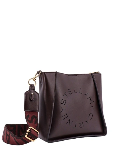 Shop Stella Mccartney Brown Logo Vegan Leather Shoulder Bag