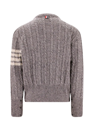 Shop Thom Browne Mohair Wool Sweater With Iconic Bands In Grey