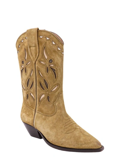 Shop Isabel Marant Suede Ankle Boots With Embroideries In Brown