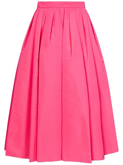 Shop Alexander Mcqueen Pleated Pink Psychedelic Midi Skirt