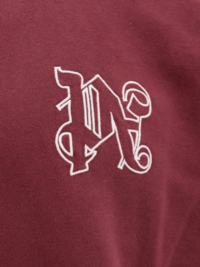 Shop Palm Angels Organic Cotton Sweatshirt With Embroidered Monogram In Red