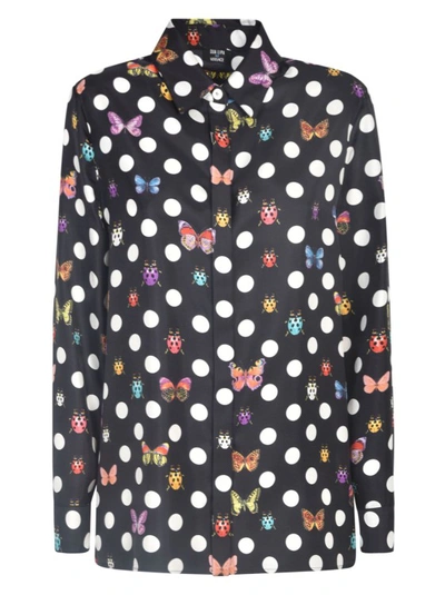 Shop Versace Butterflies-print Silk Shirt In Black