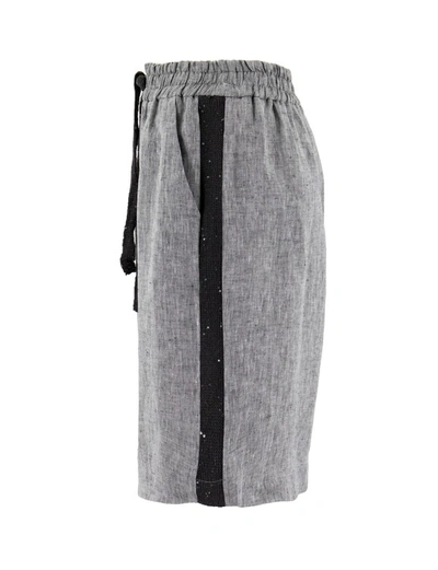 Shop Le Tricot Perugia Dark Grey Linen Midi Skirt