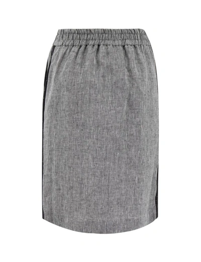 Shop Le Tricot Perugia Dark Grey Linen Midi Skirt