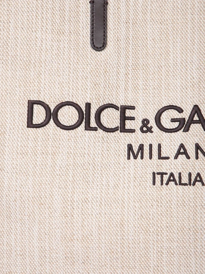 Shop Dolce & Gabbana Beige Shopping Bag In Neutrals