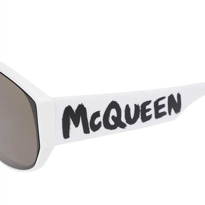 Shop Alexander Mcqueen White Logo Sunglasses