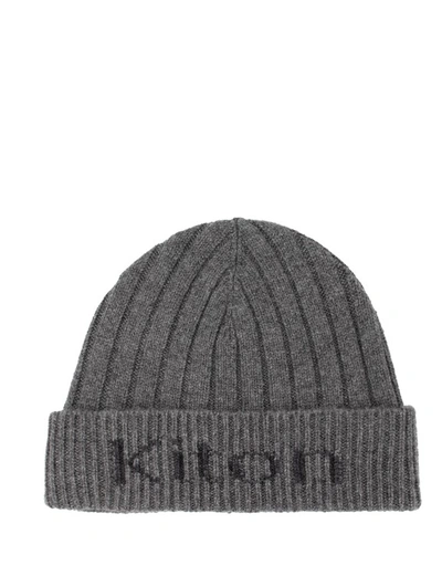 Shop Kiton Grey Knitted Soft Cashmere Hat