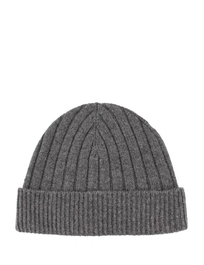 Shop Kiton Grey Knitted Soft Cashmere Hat