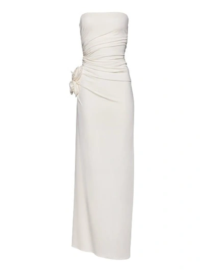 Shop Magda Butrym Gathered Strapless Maxi Dress In White