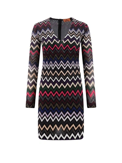 Shop Missoni Viscose Dress With Iconic Pattern In Multicolor