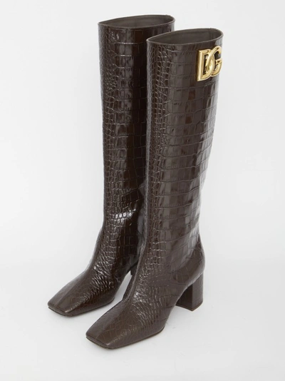 Shop Dolce & Gabbana Jackie 60 Brown Boots