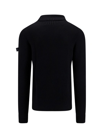 Shop Peuterey Ribbed Sweater With Logo Detail In Black