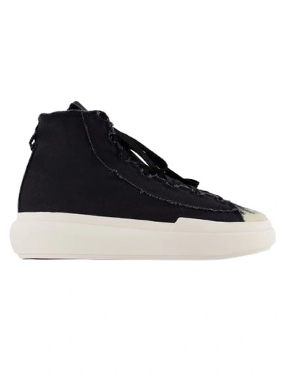Shop Y-3 Nizza High Sneakers - Leather - Black/white