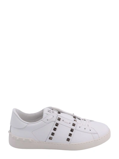 Shop Valentino Leather Sneakers With Iconic Studs In White
