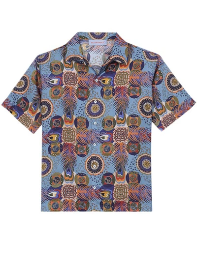 Shop Bluemarble Printed Silk Short Sleeve Shirt In Multicolor