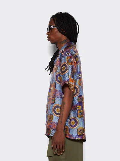 Shop Bluemarble Printed Silk Short Sleeve Shirt In Multicolor
