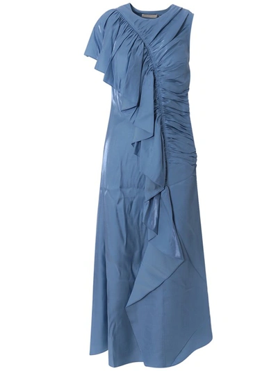 Shop Ulla Johnson Draped Long Dress In Blue