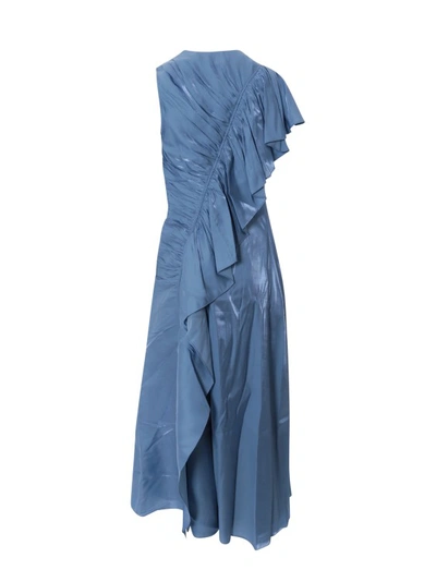 Shop Ulla Johnson Draped Long Dress In Blue