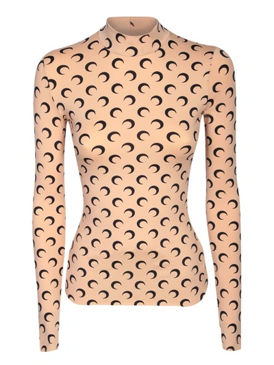 Shop Marine Serre All-over Printed Moon Pattern T-shirt In Neutrals