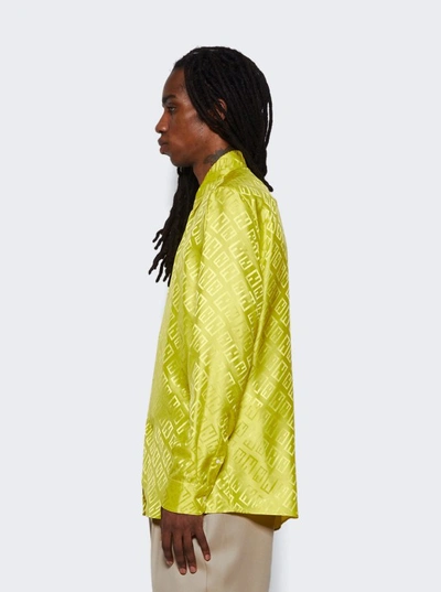 Shop Fendi Tonal Silk Shirt In Green