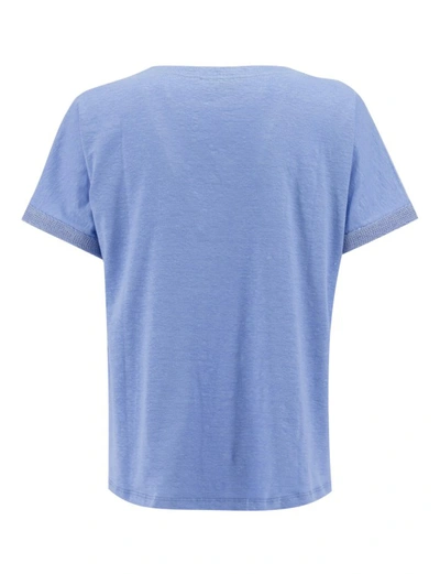 Shop Le Tricot Perugia Blue Stretchy Cotton/elastane Blend T-shirt