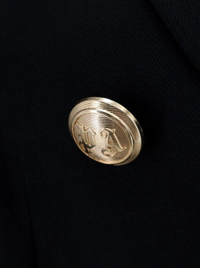 Shop Palm Angels Logoed Buttons Virgin Wool Blend Blazer In Black