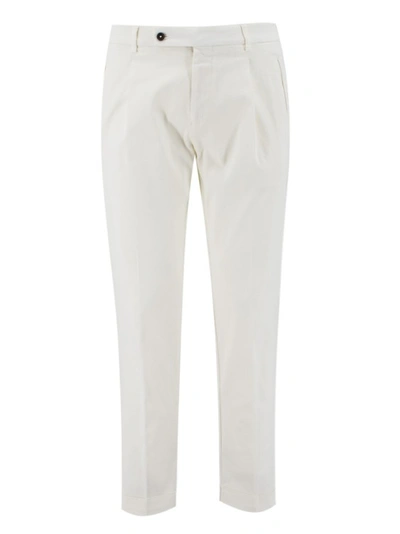 Shop Berwich White Stretch Cotton Trousers