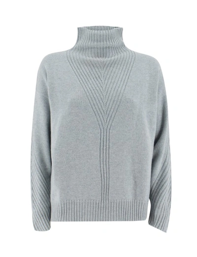 Shop Fedeli Grey Cashmere Turtleneck Pullover