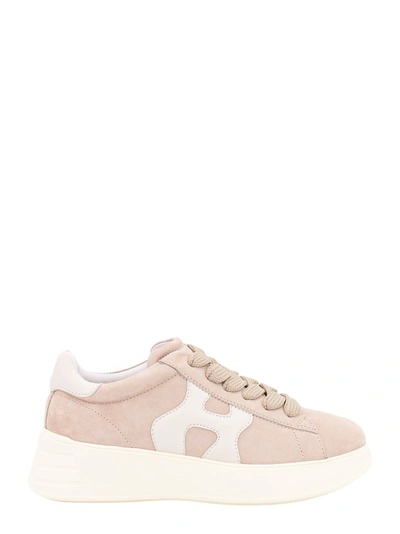 Shop Hogan Suede Sneakers With Leather Monogram In Pink