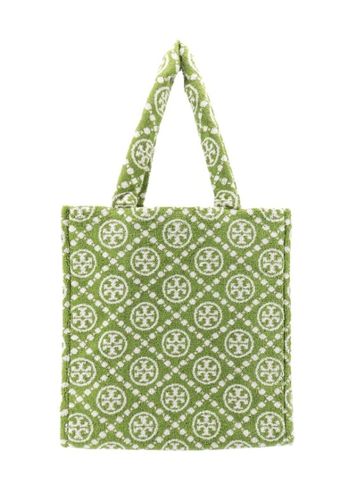 Shop Tory Burch Terry Shoulder Bag With All-over T-monogram Print In Green